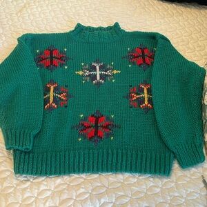 Sugar Co. Ltd. Hand Knit 100% Acrylic Christmas Snowflake Sweater